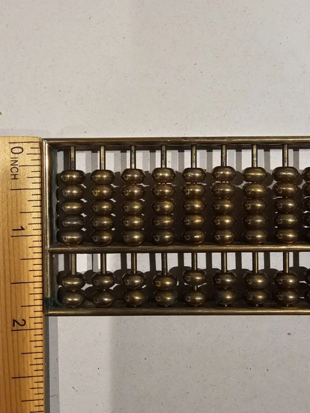 Vintage Brass Miniature Chinese Abacus Paperweight Mid Century Desktop Calculato
